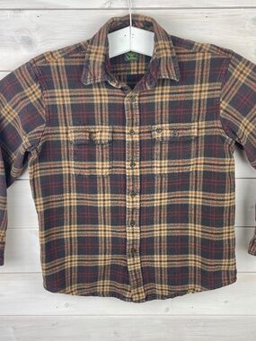 Timberland Brown Check Long Sleeve Mens Button-up Flannel Shirt